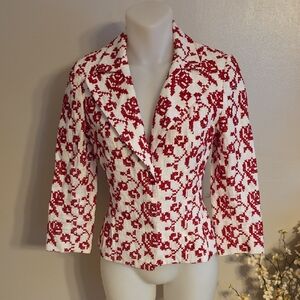 Tree Embroidered Fitted Linen Jacket